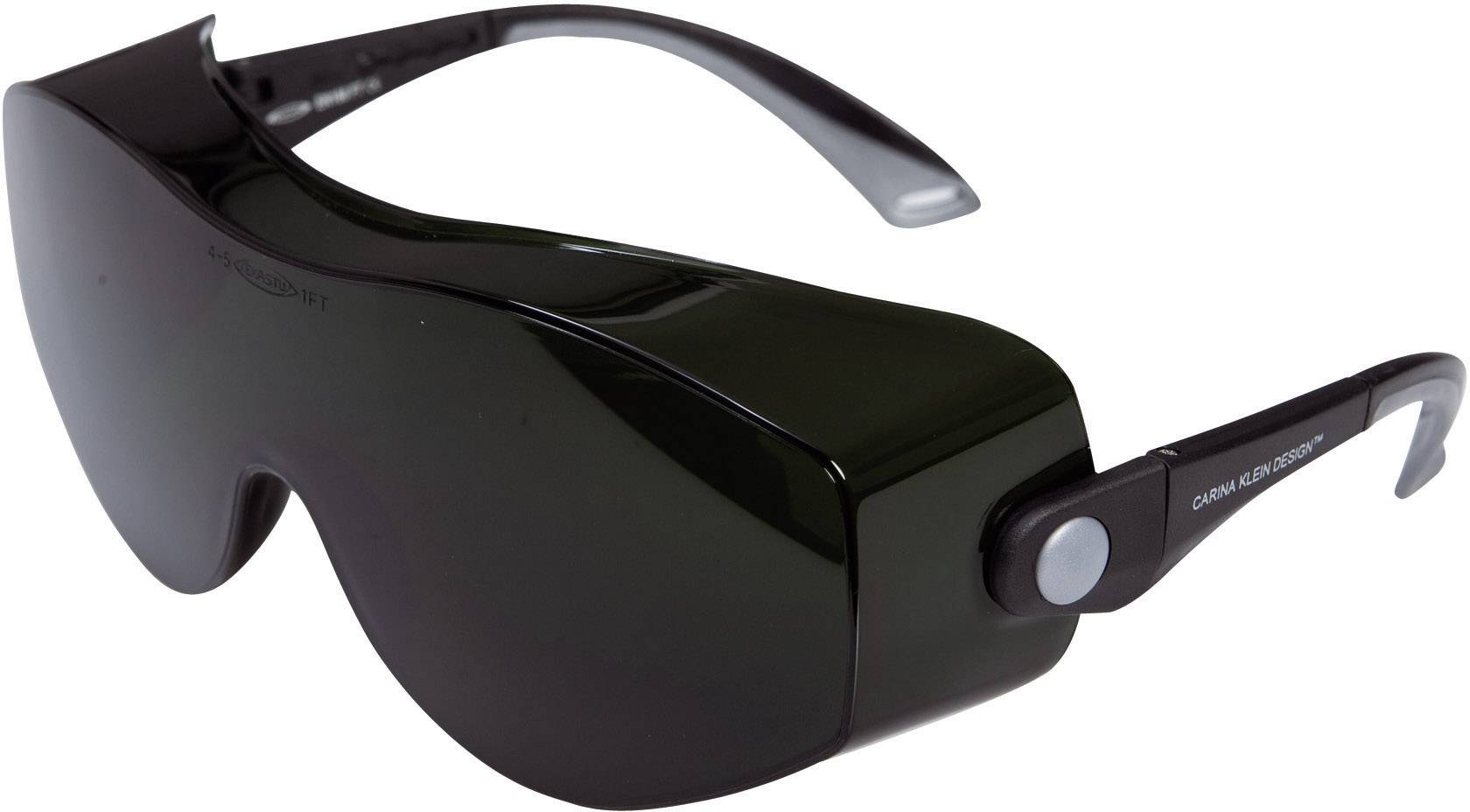 Eine schwarze Sonnenbrille mit futuristischem, klobigem Design und breiten Bügeln.