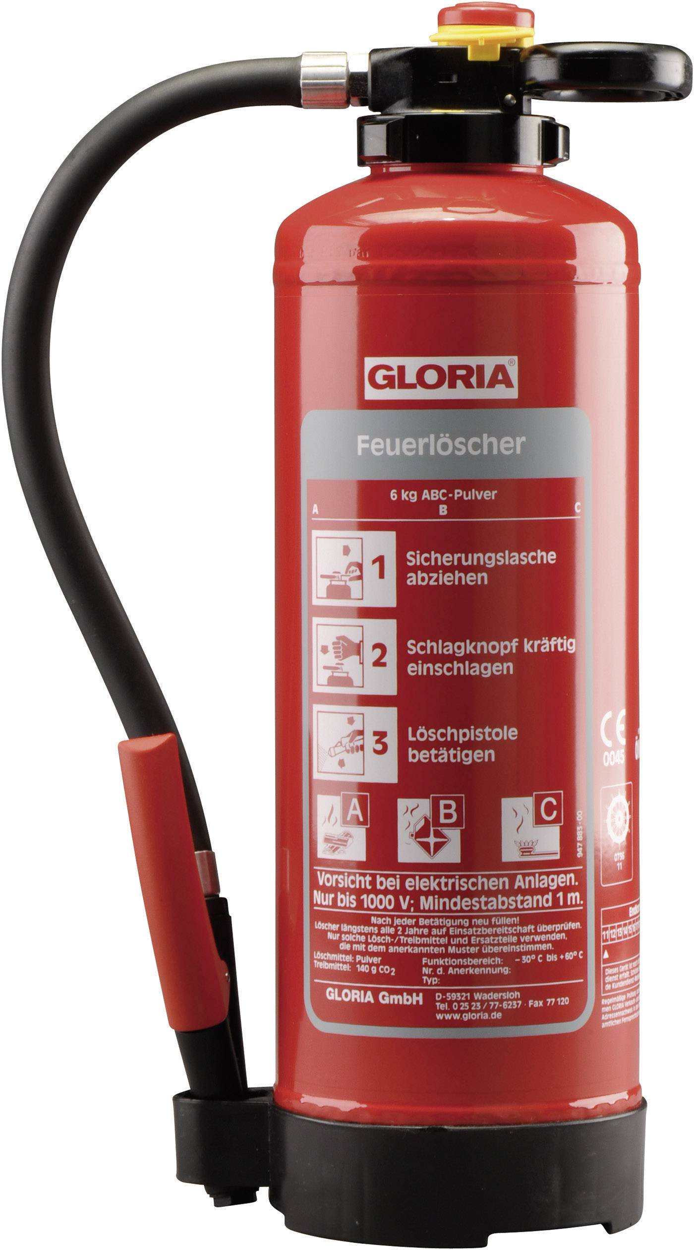 Gloria P12PRO Pulverfeuerlöscher 12 l Brandklasse: A, B, C Inhalt 1 St.