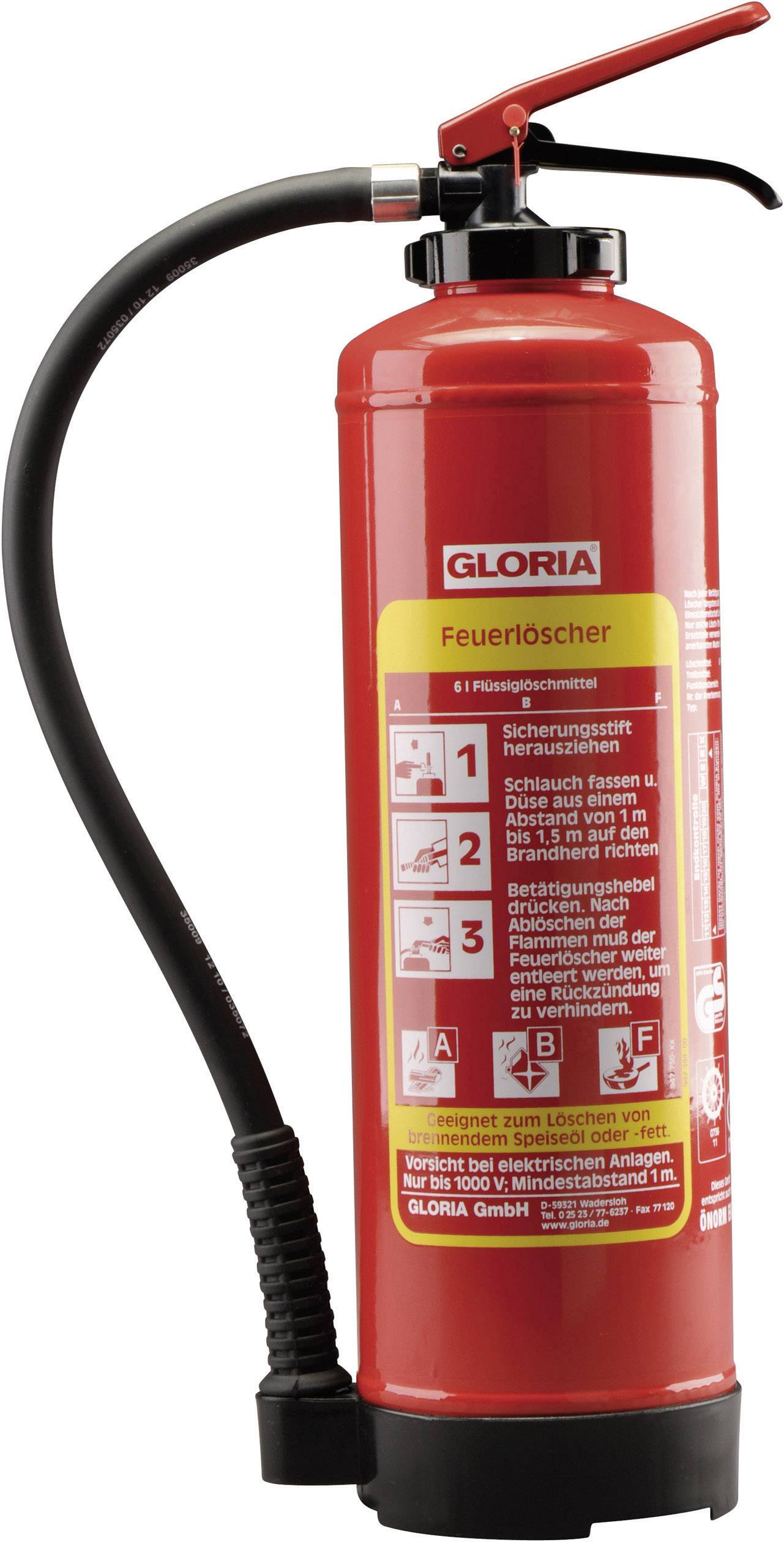 Gloria FB6EASY Spezialfeuerlöscher 6 l Brandklasse: A, B, F Inhalt 1 St.