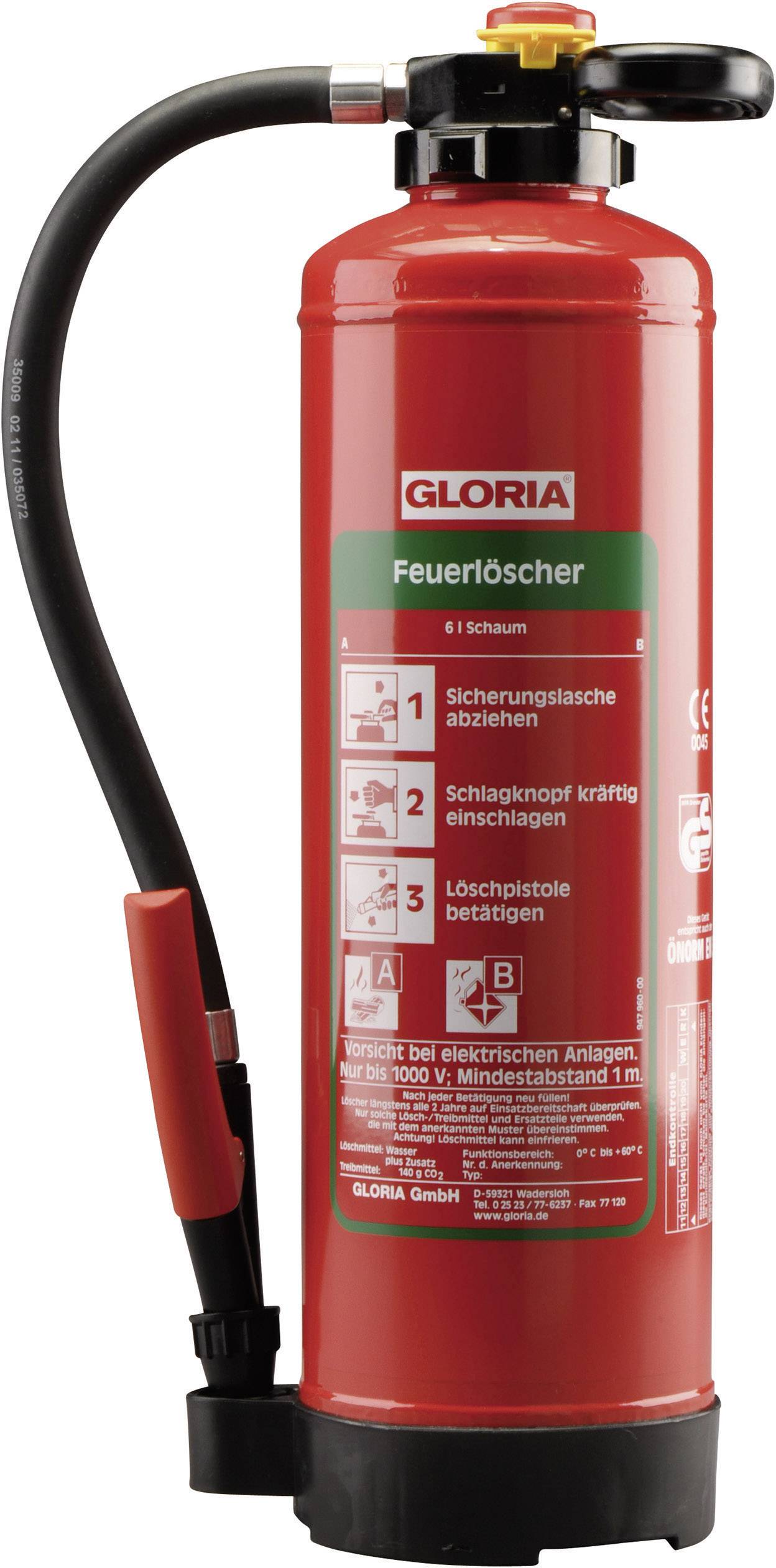 Gloria SE+6PRO Schaumfeuerlöscher 6 l Brandklasse: A, B Inhalt 1 St.