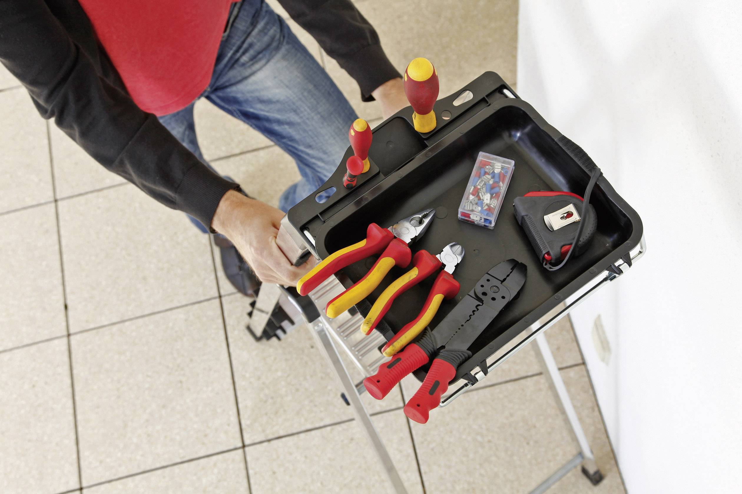 Krause 126535 Aluminium Stufen-Stehleiter Arbeitshöhe (max.): 3.05m Silber DIN EN 131 4.9kg