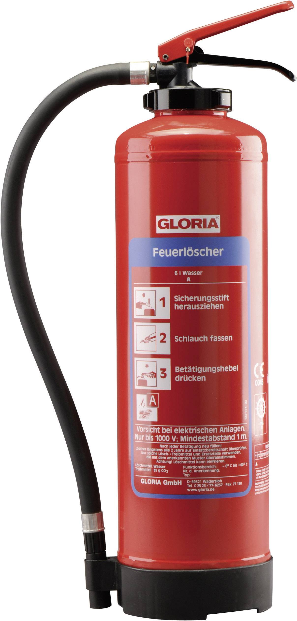 Gloria W9EASY Wasserfeuerlöscher 9l Brandklasse: A Inhalt 1St.