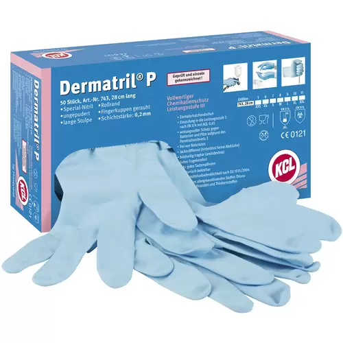 KCL Dermatril P 743-9 50 St. Nitril Einweghandschuh Größe (Handschuhe): 9, L KCL Dermatril P 743-9 50 St. Nitril Einweghandschuh Größe (Handschuhe): 9, L
