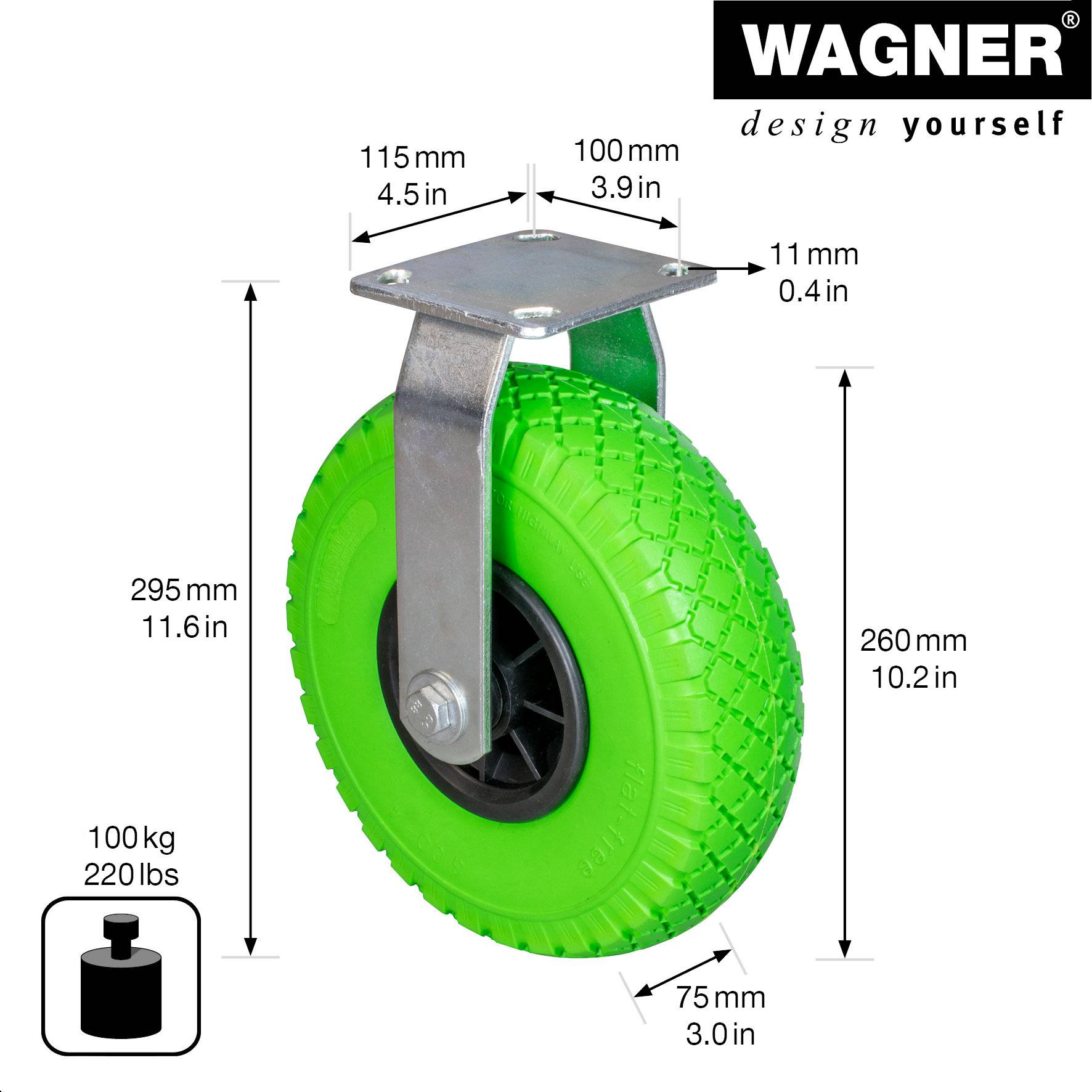 Wagner design yourself Schwerlast-Bockrolle RO 7266 grün (4726601)