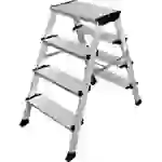 Krause MONTO Treppo 126047 Aluminium Doppel-Klapptritt klappbar Arbeitshöhe (max.): 2.85m Silber 5.50kg Krause MONTO Treppo 126047 Aluminium Doppel-Klapptritt klappbar Arbeitshöhe (max.): 2.85m Silber 5.50kg