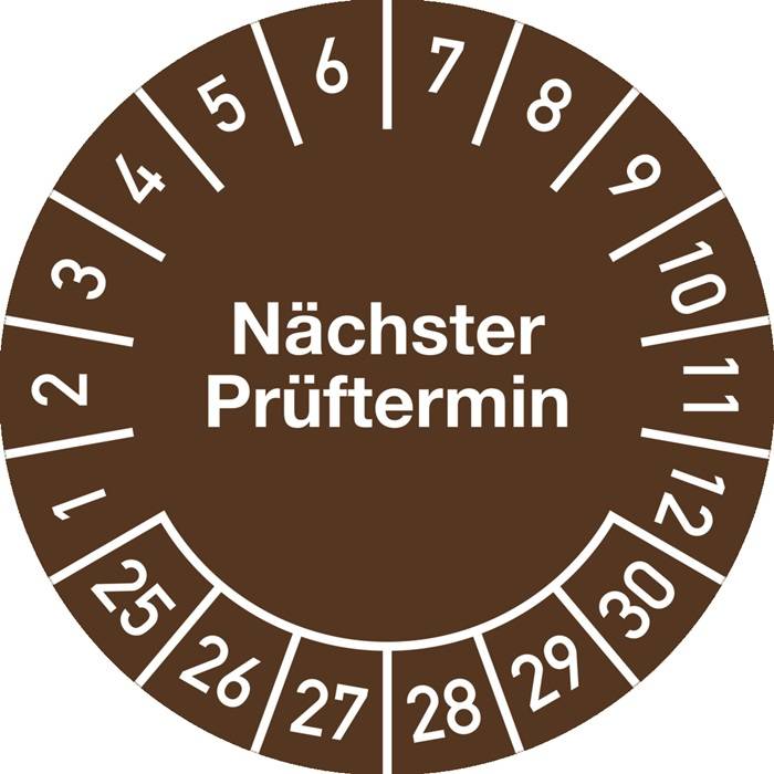 Mehrjahresprüfplakette D.30mm Nächster Prüftermin 2025-2030 Folie Btl.a 100 St.