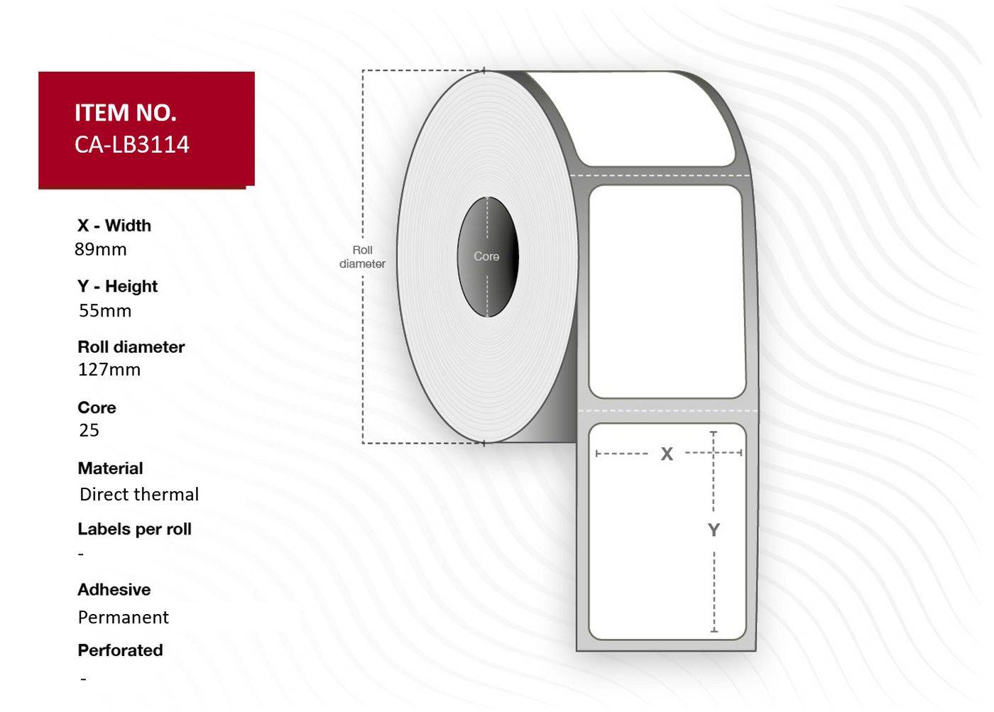 Label 55x89 meters, Core 25.