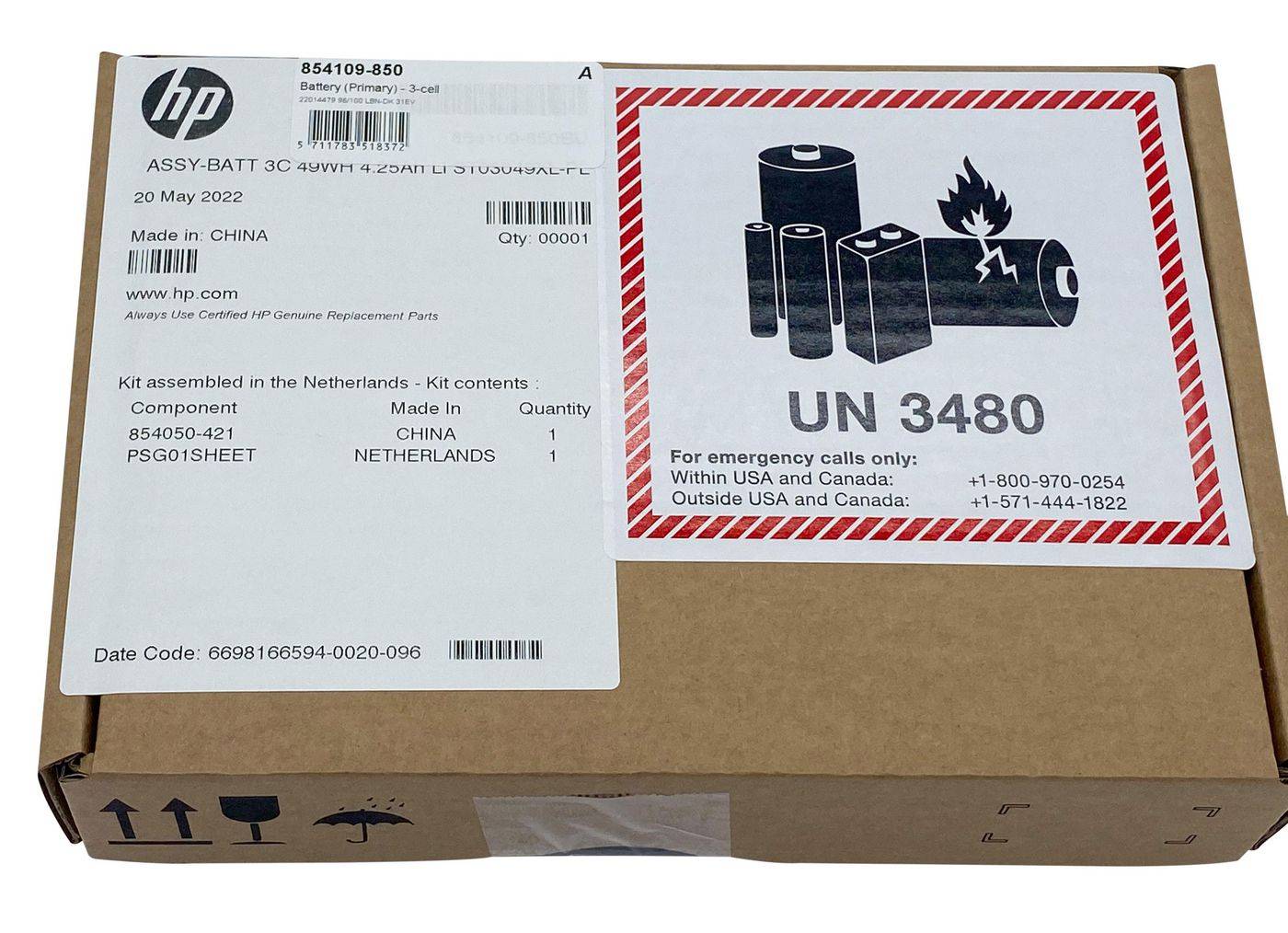 HP Notebook-Akku 3-Zellen 44 Wh 854050-421 für EliteBook 820 G4 Serie