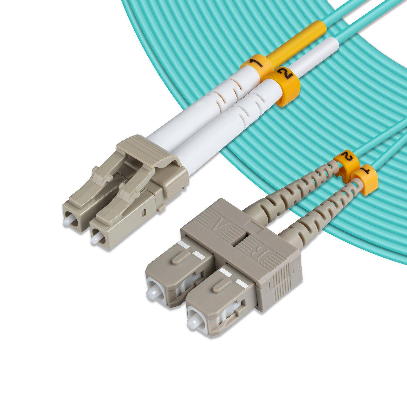 MicroConnect LC/UPC-SC/UPC 0.5m OM3 MM Duplex LSZH, OD: 2mm, 0.3dB Aqua