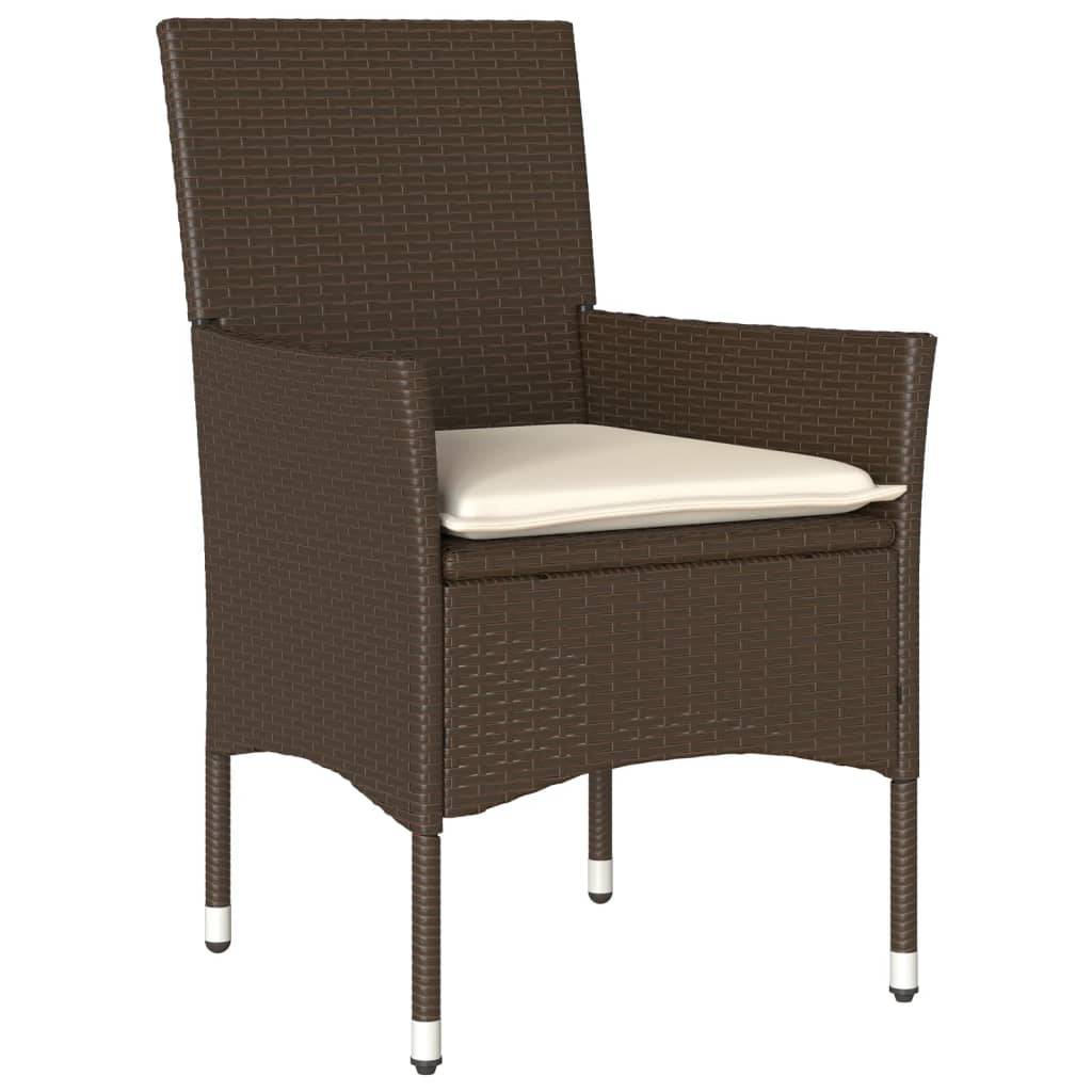 vidaXL Gartenstühle mit Kissen 2 Stk. Braun Poly Rattan