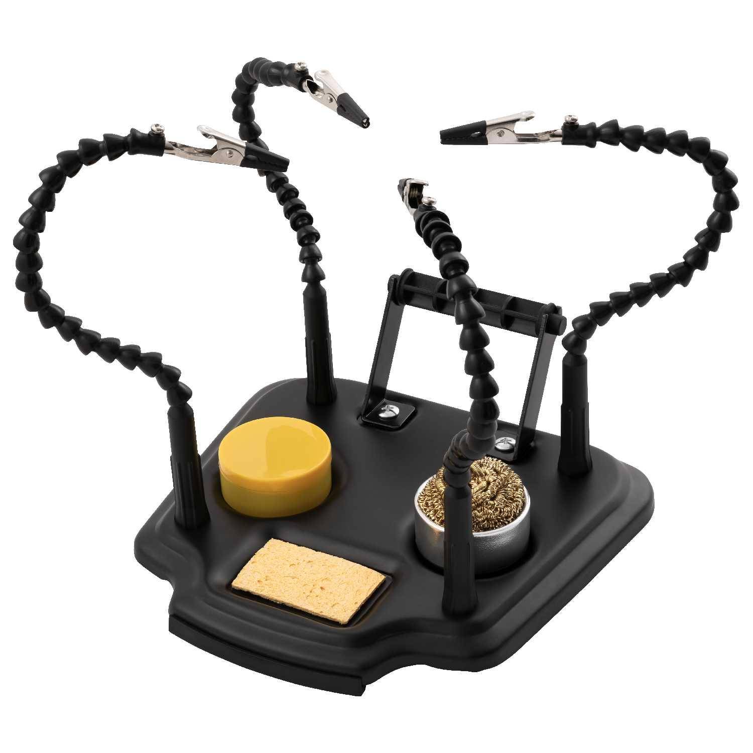 McPower Dritte Hand 11M-1, Vier Klemmen, Lötzinn-Halter, Lötschwamm, schwarz