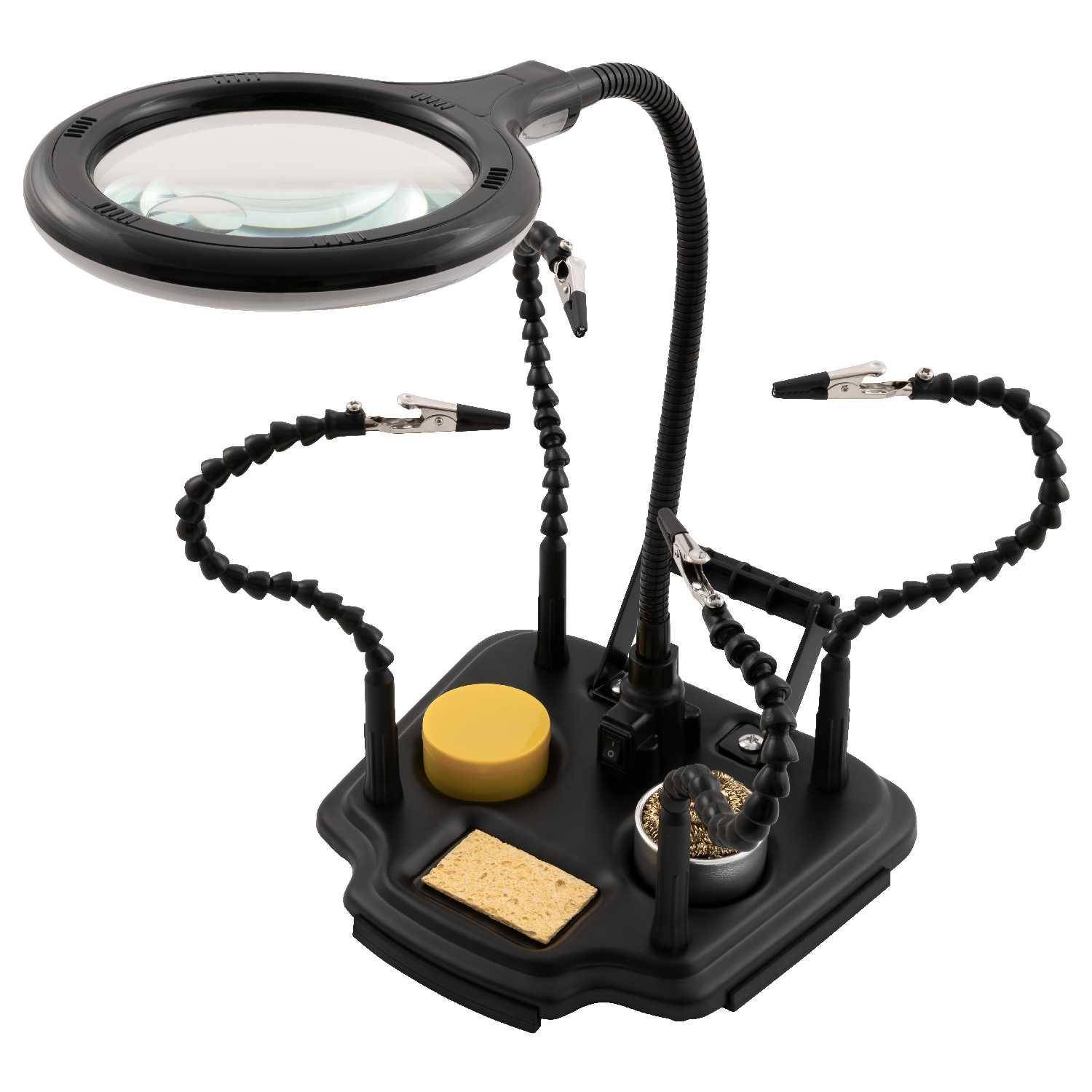 Dritte Hand mit LED-Lupe McPower "11M", 4W, mit USB-Anschluss