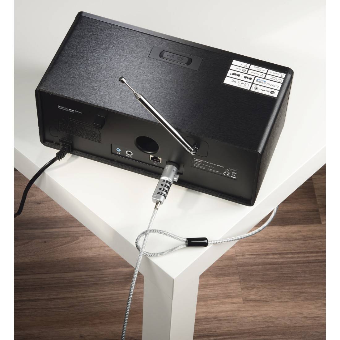 hama 00126821 Laptopschloss "USB", Zahlenschloss 4-stellig, Carbonstahl, Silber