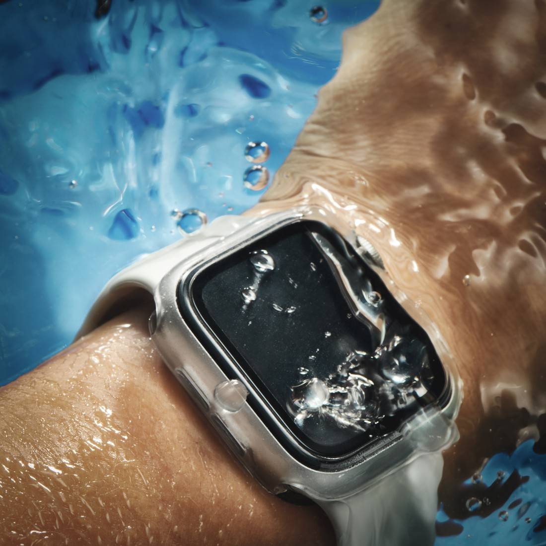 hama 00210919 Schutzhülle für Apple Watch 4/5/6/SE 1. Gen./SE 2. Gen., 44mm, Transparent