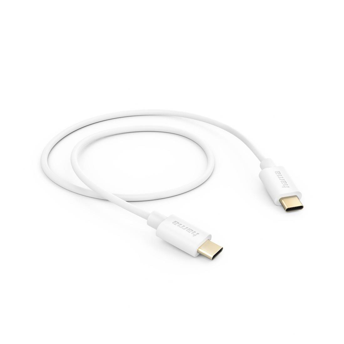 hama 00201590 Ladekabel, USB-C - USB-C, 1 m, Weiß
