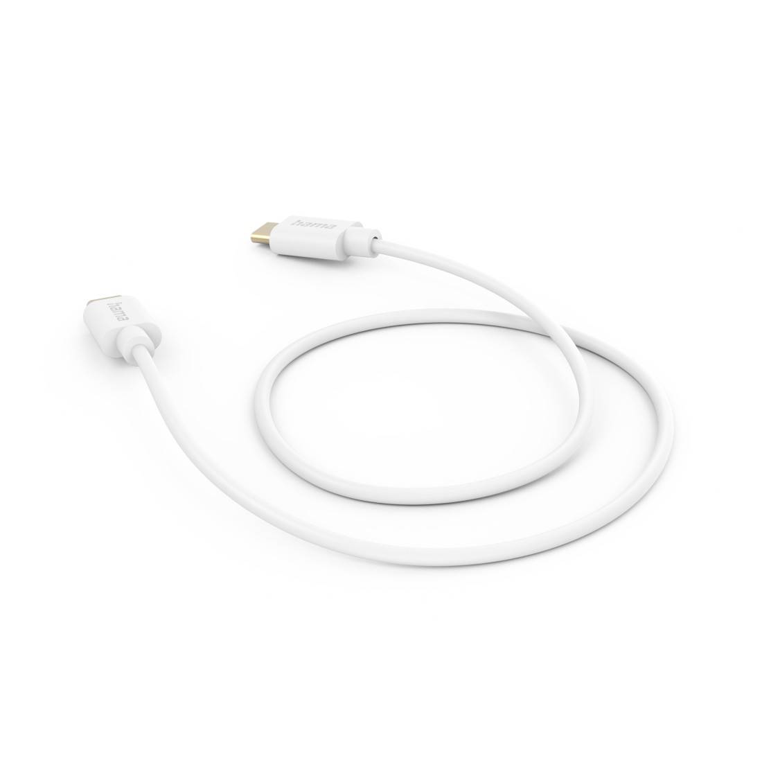 hama 00201590 Ladekabel, USB-C - USB-C, 1 m, Weiß