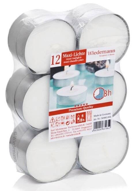 Teelicht - weiß 12 Stück Metallhülle.