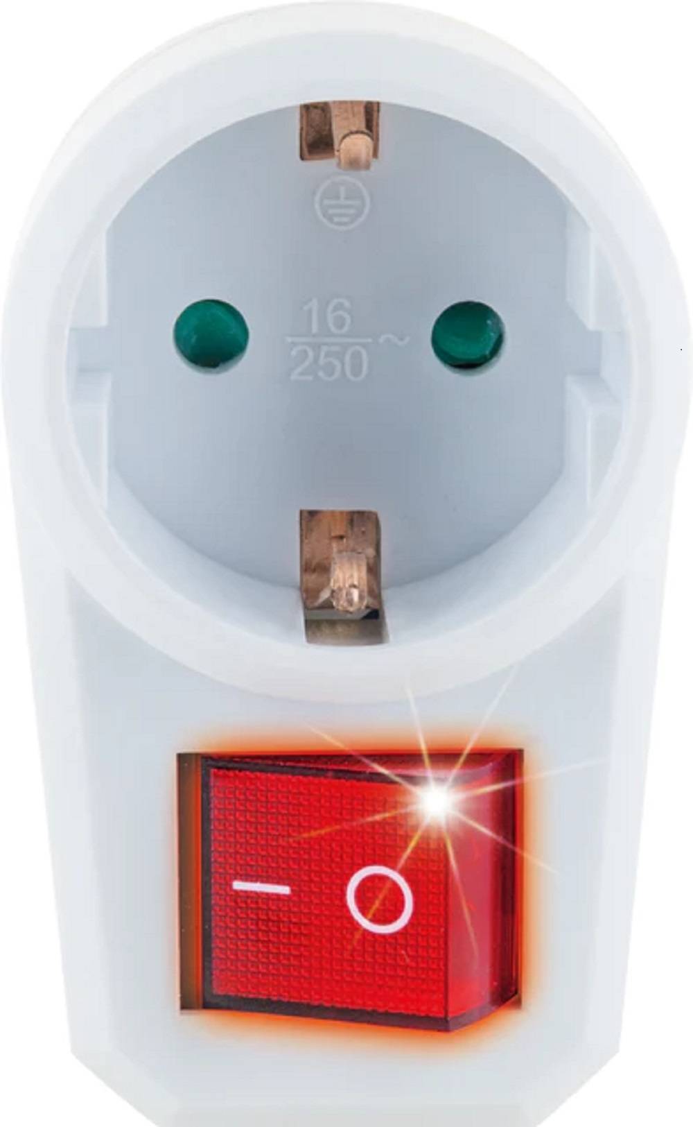 Schwaiger Steckdose 1xSchuko mit Schalter weiß