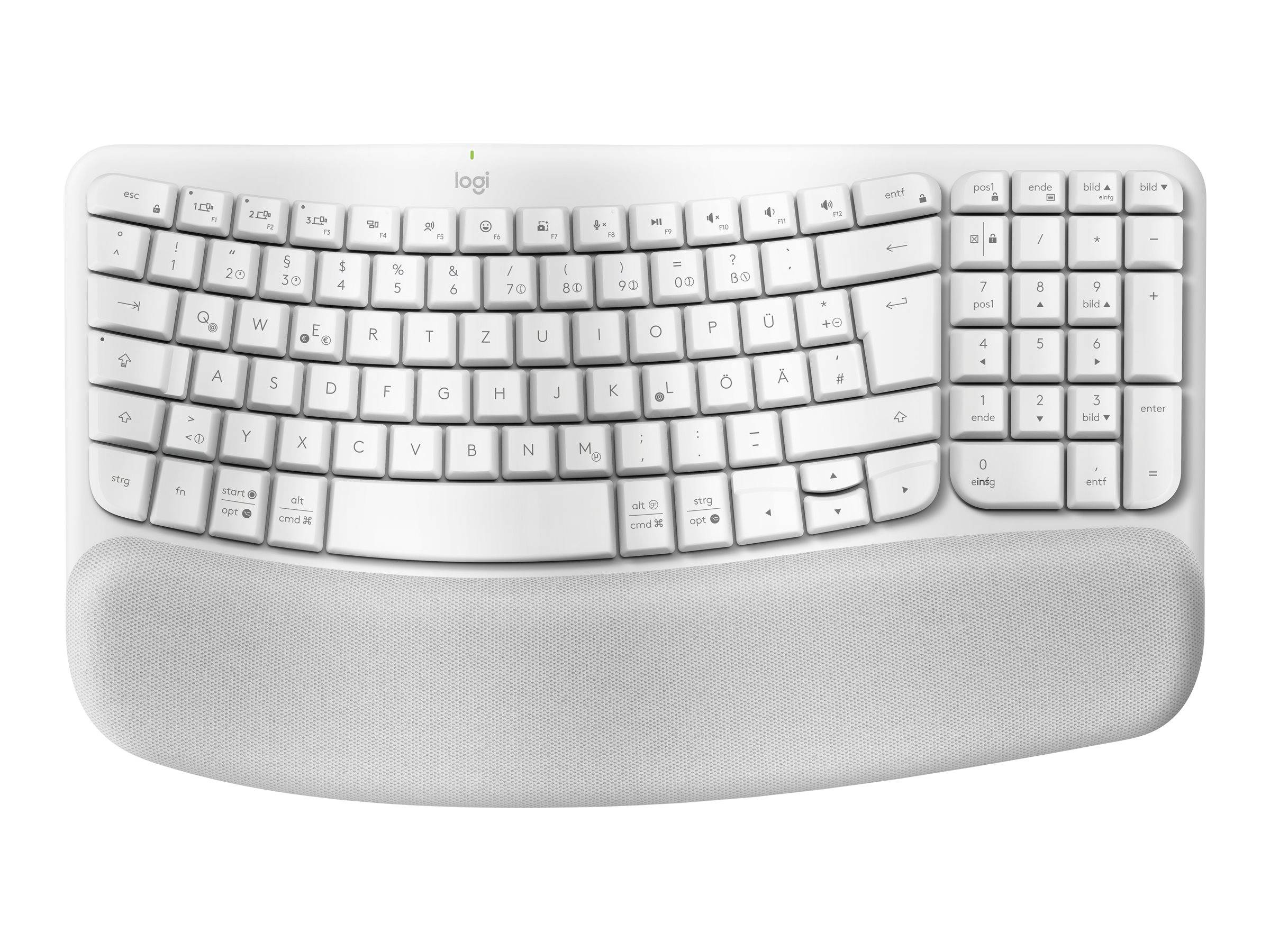 Logitech Wave Keys Tastatur kabellos 2,4GHz Bluetooth LE QWERTZ Deutsch Off-White