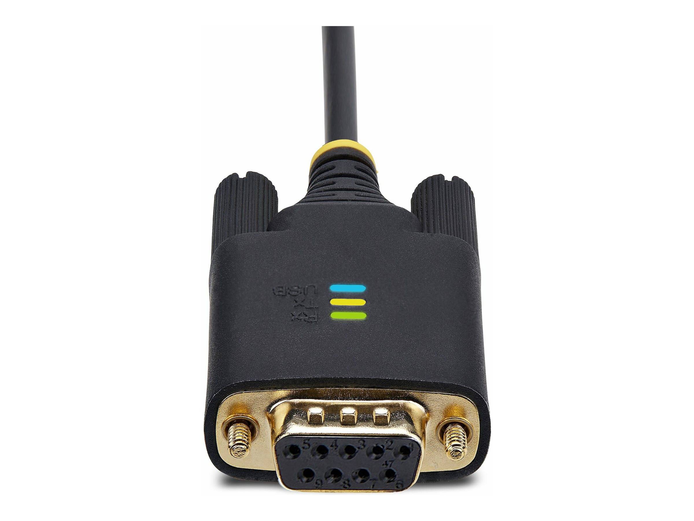 StarTech.com 3ft (1m) USB to Null Modem Serial Adapter Cable, Interchangeable DB9 Screws/Nuts, COM Retention, USB-A to R
