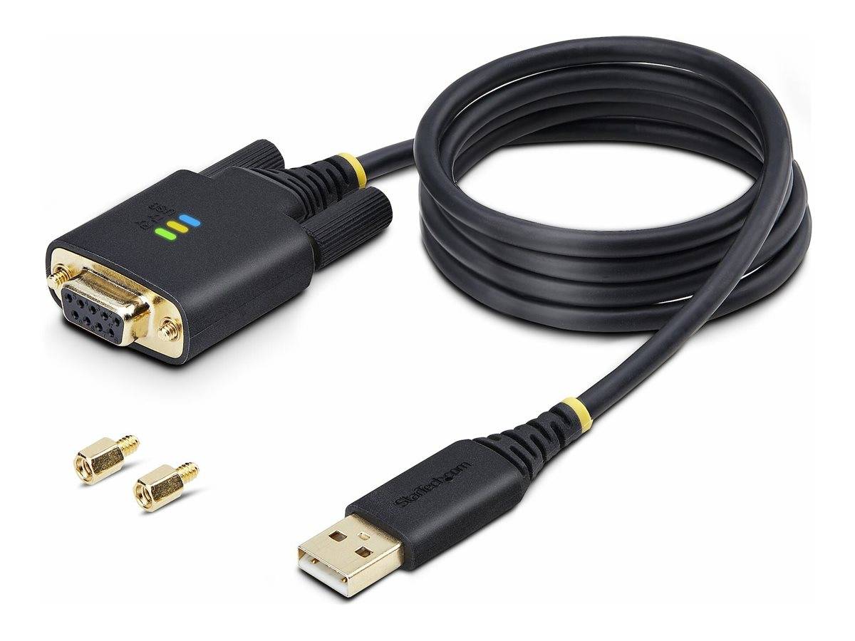 StarTech.com 3ft (1m) USB to Null Modem Serial Adapter Cable, Interchangeable DB9 Screws/Nuts, COM Retention, USB-A to R