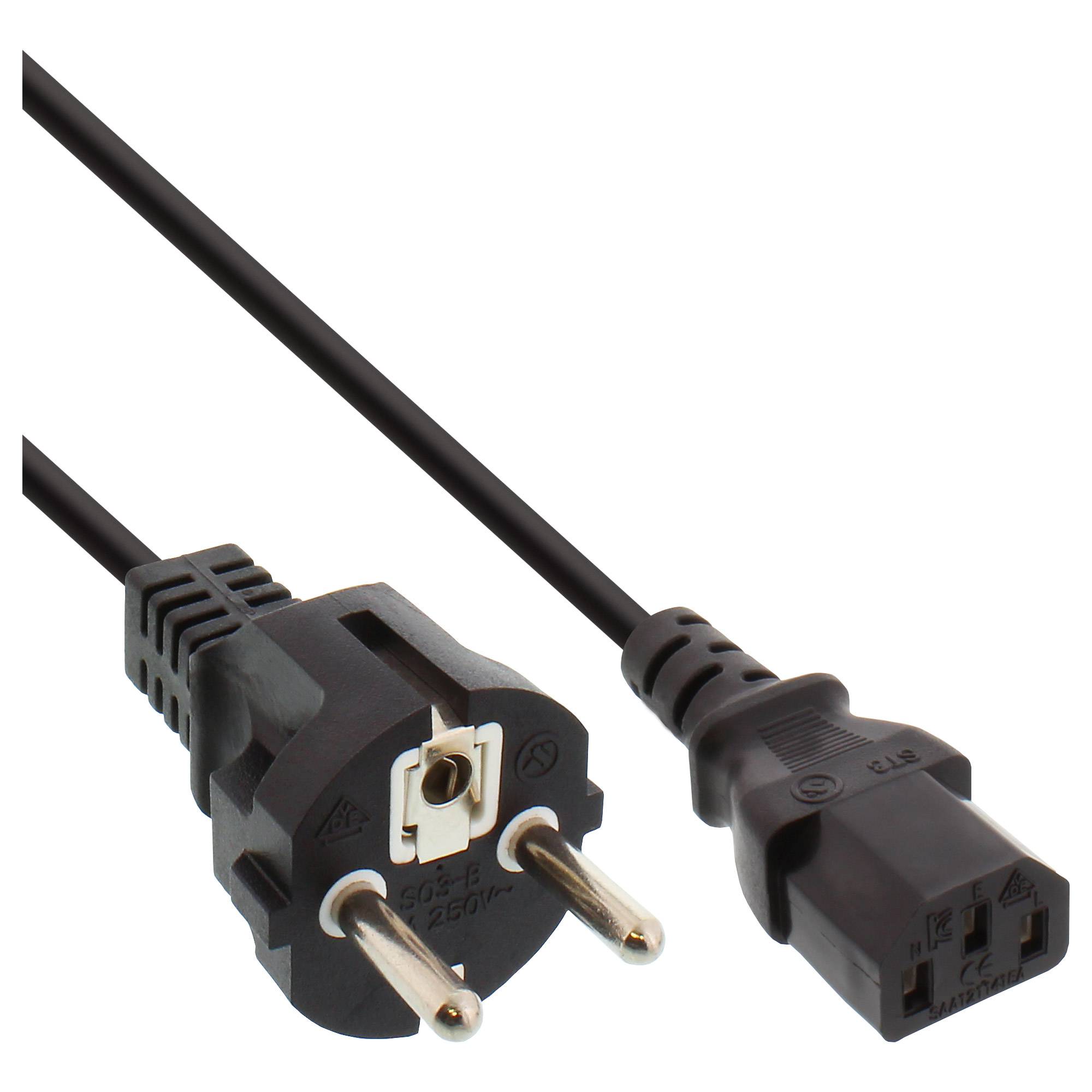 InLine 40er Bulk-Pack Netzkabel Schutzkontakt gerade auf Kaltgerätestecker C13 Kabel Strom/Netzteil 1,5 m