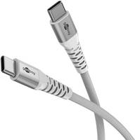 Goobay 70194 USB C auf USB C Ladekabel 60W / Textilkabel 480 Mbits / USB 2.0 Typ C Adapterkabel Stoffkabel / Weiß / 2m
