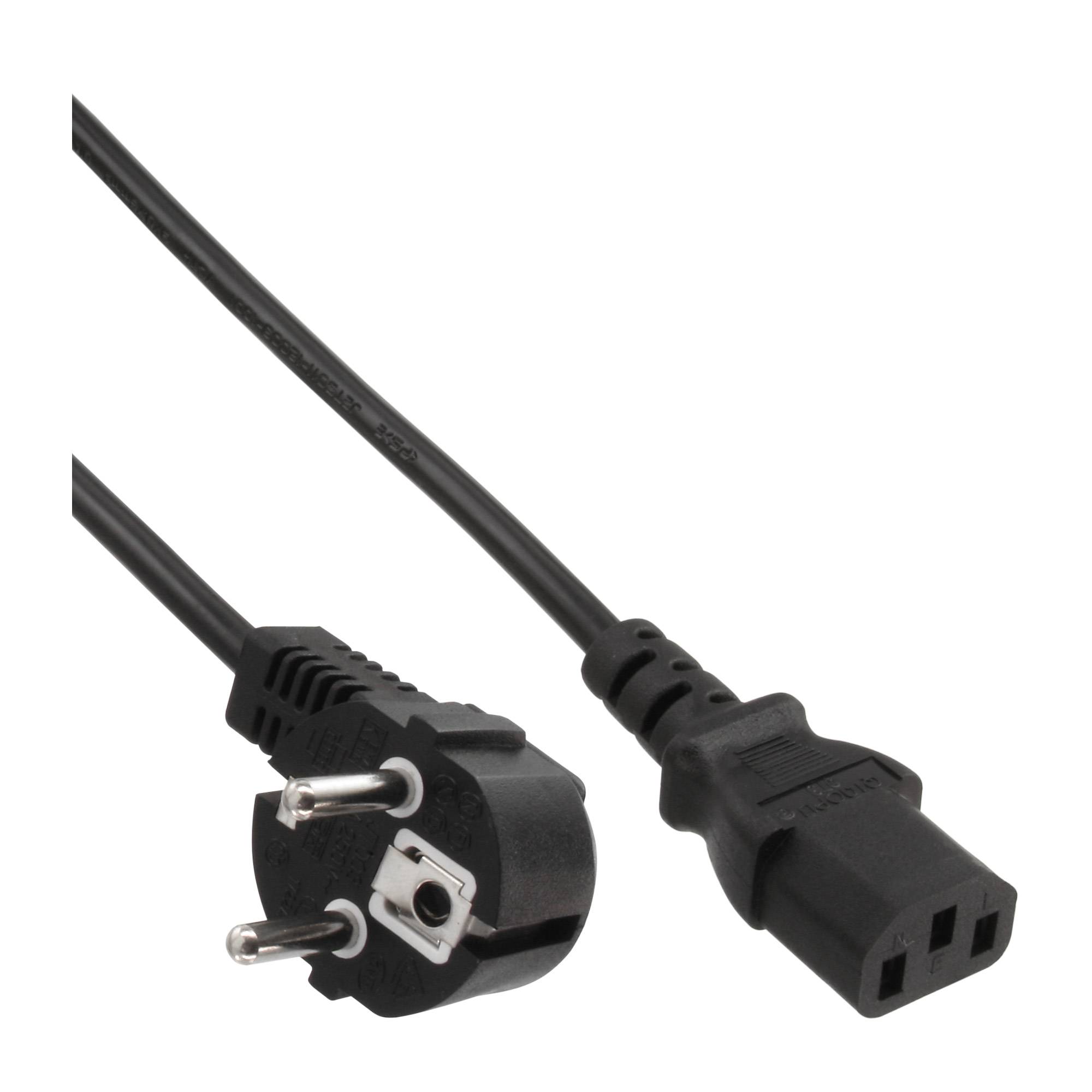 InLine 25er Bulk-Pack Netzkabel Schutzkontakt gewinkelt auf Kaltgerätestecker C13 Kabel Strom/Netzteil 2,5 m VDE
