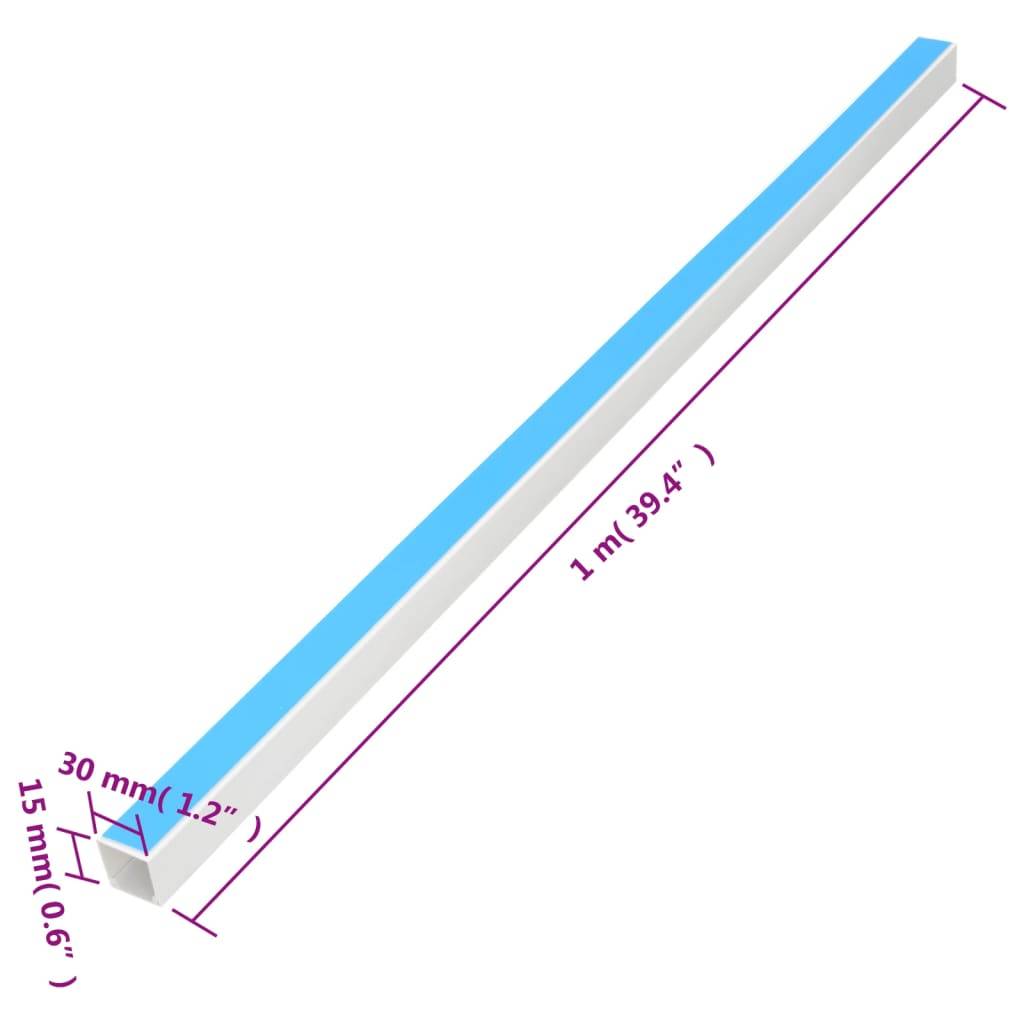 vidaXL Kabelkanäle Selbstklebend 30x15 mm 30 m PVC