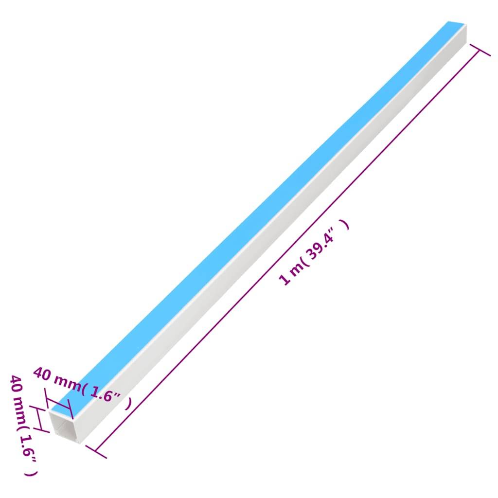 vidaXL Kabelkanäle Selbstklebend 40x40 mm 10 m PVC