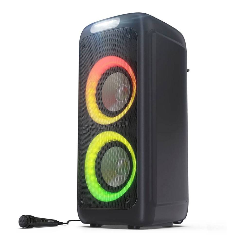 SHARP PS-949 – Party Lautsprecher 200W mit Bluetooth, Disco-Lichtern & DJ-Effekten – Mikrofon-/Gitarren-Eingänge, USB