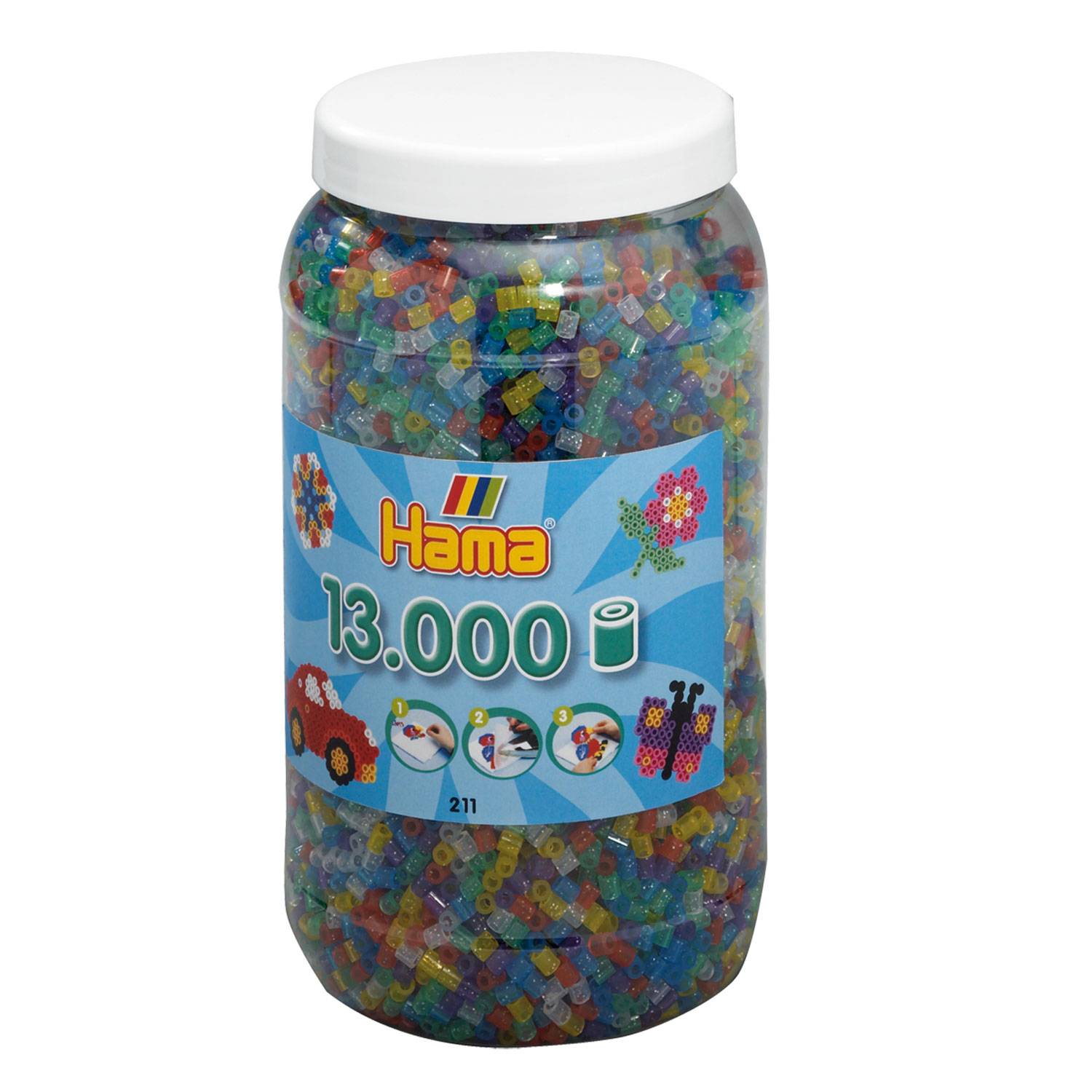 Hama Bügelperlen im Topf Glitter Mix (054), 13.000 Stk.
