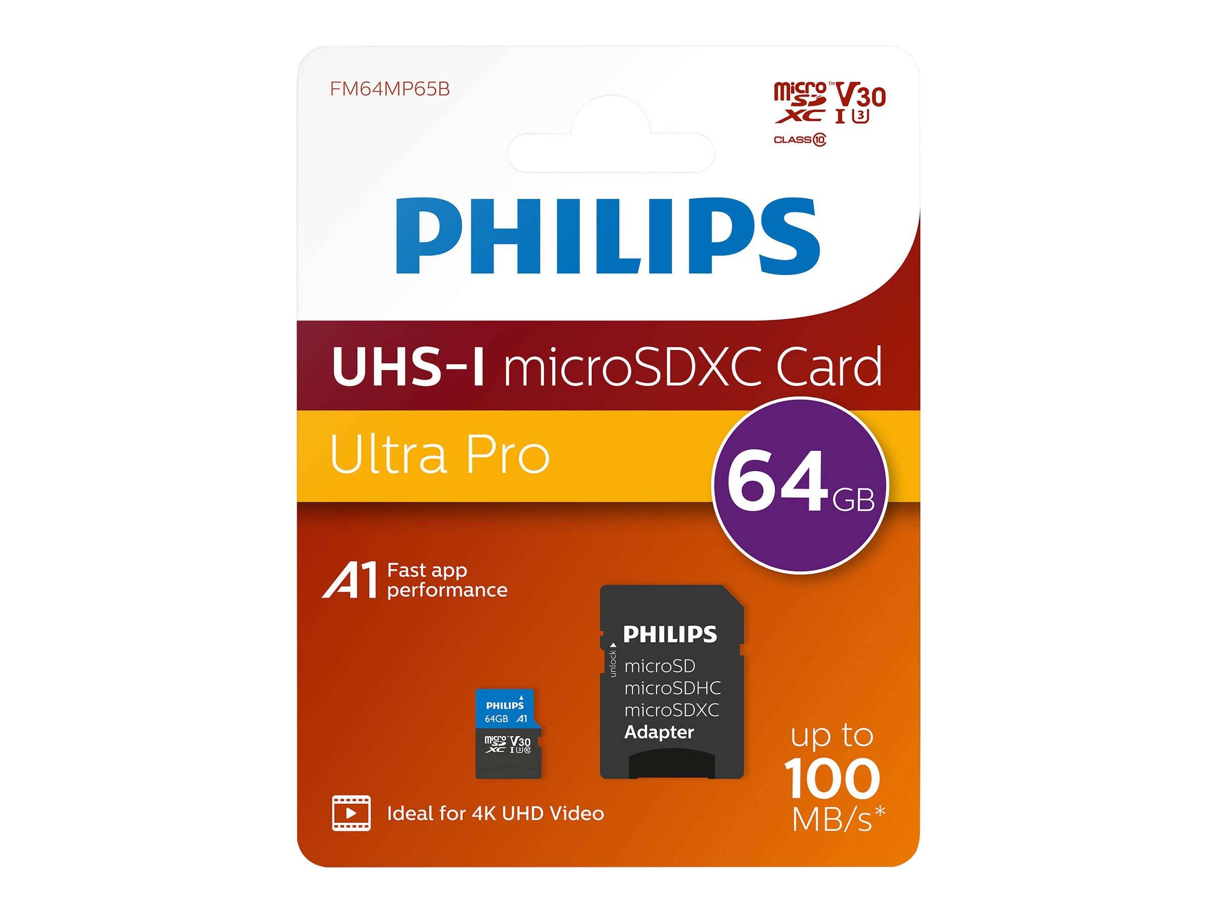 Philips Ultra Pro FM64MP65B - Flash-Speicherkarte (SD-Adapter inbegriffen)64 GB