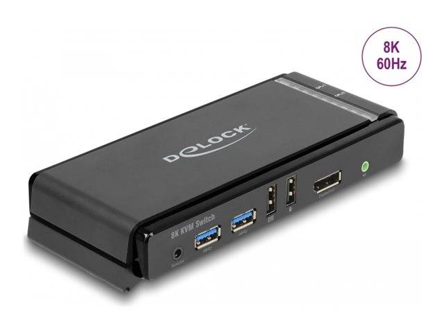 Delock DisplayPort 1.4 KVM Switch 8K 60 Hz mit USB 5 Gbps und Audio (11476)