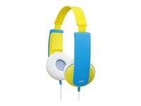 JVC HA-KD5-Y-E Kinder On Ear Kopfhörer kabelgebunden Gelb, Blau Lautstärkebegrenzung, Leichtbügel