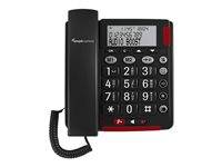 Amplicomms BigTel 48 Plus Schnurgebundenes Seniorentelefon Freisprechen, für Hörgeräte kompatibel, Wahlwiederholung LED-Display Schwarz