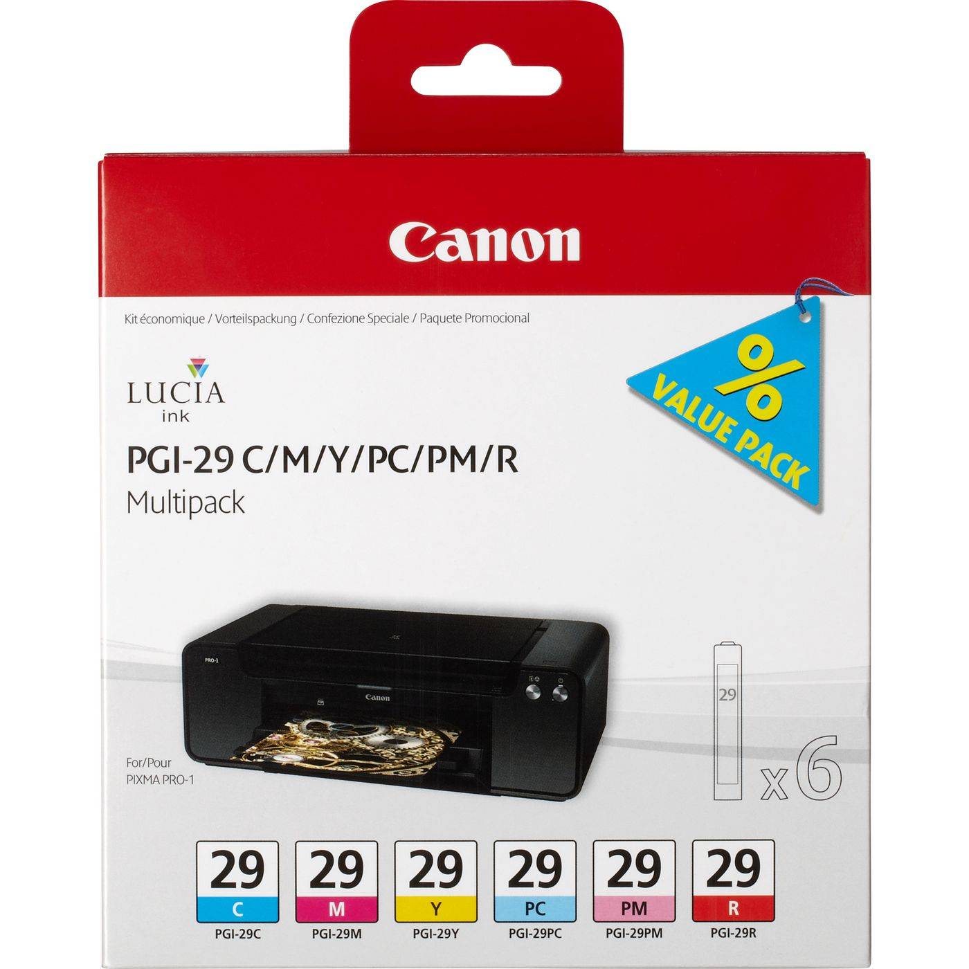 Canon Druckerpatrone PGI-29 Original Kombi-Pack Cyan, Magenta, Gelb, Foto Cyan, Foto Magenta, Rot 4873B005
