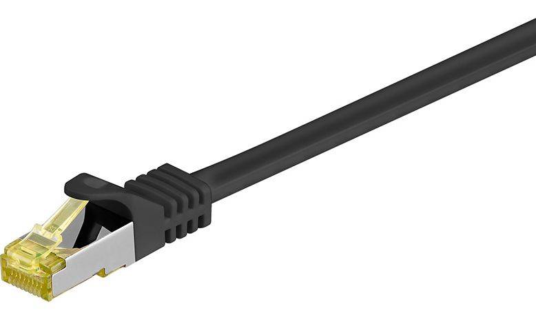 MicroConnect RJ45 patch cord S/FTP (PiMF), w. CAT 7 raw cable 2m Black 4x2xAWG 26, CU