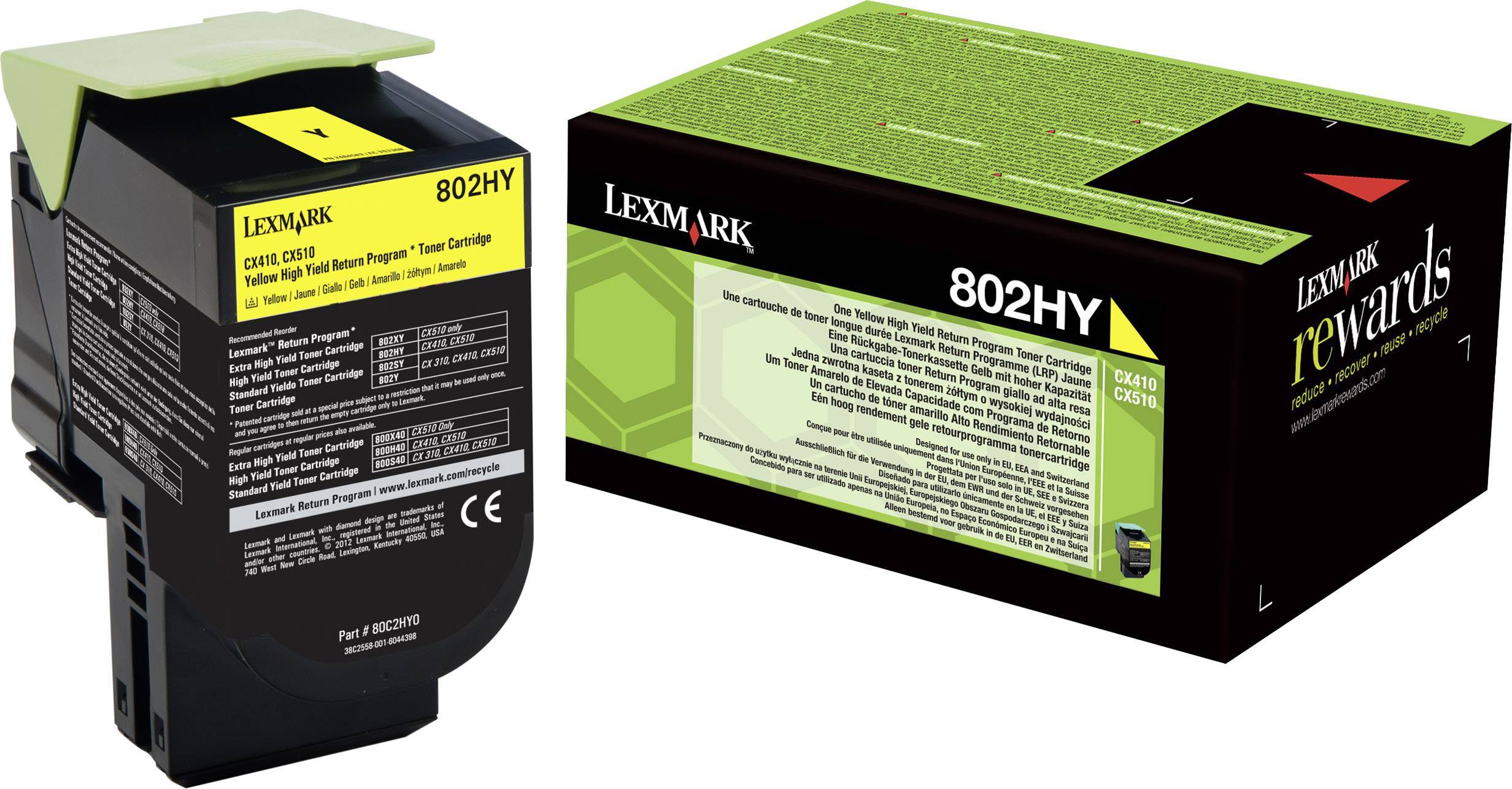 Lexmark Toner 802HY CX410 CX510 Original Gelb 3000 Seiten 80C2HY0