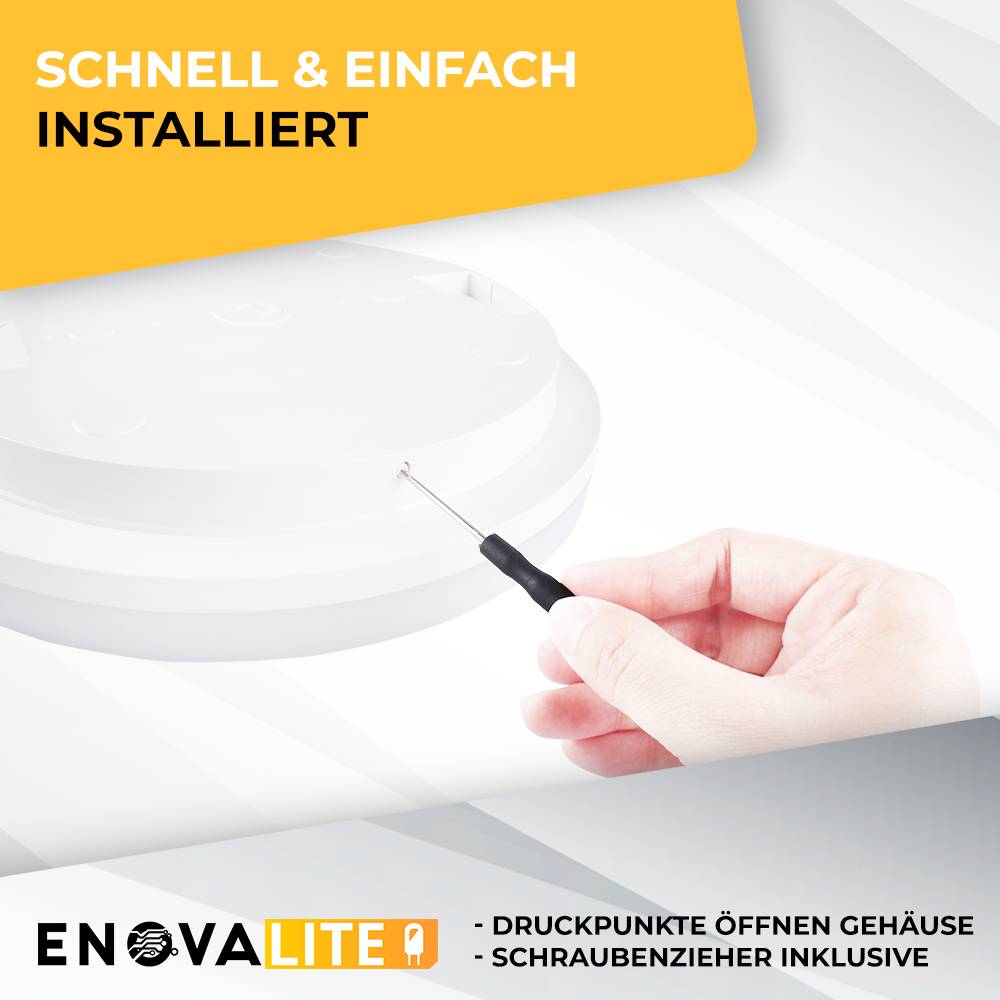 ENOVALITE - LED Aufbauleuchte 30W 3225 lm 4000K Ø330x50mm IP54 – Effiziente und langlebige Außenbeleuchtung