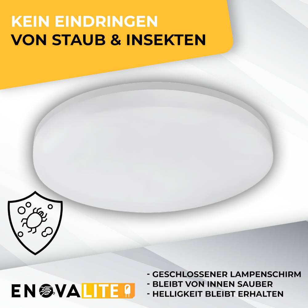 ENOVALITE - LED Aufbauleuchte 30W 3225 lm 4000K Ø330x50mm IP54 – Effiziente und langlebige Außenbeleuchtung