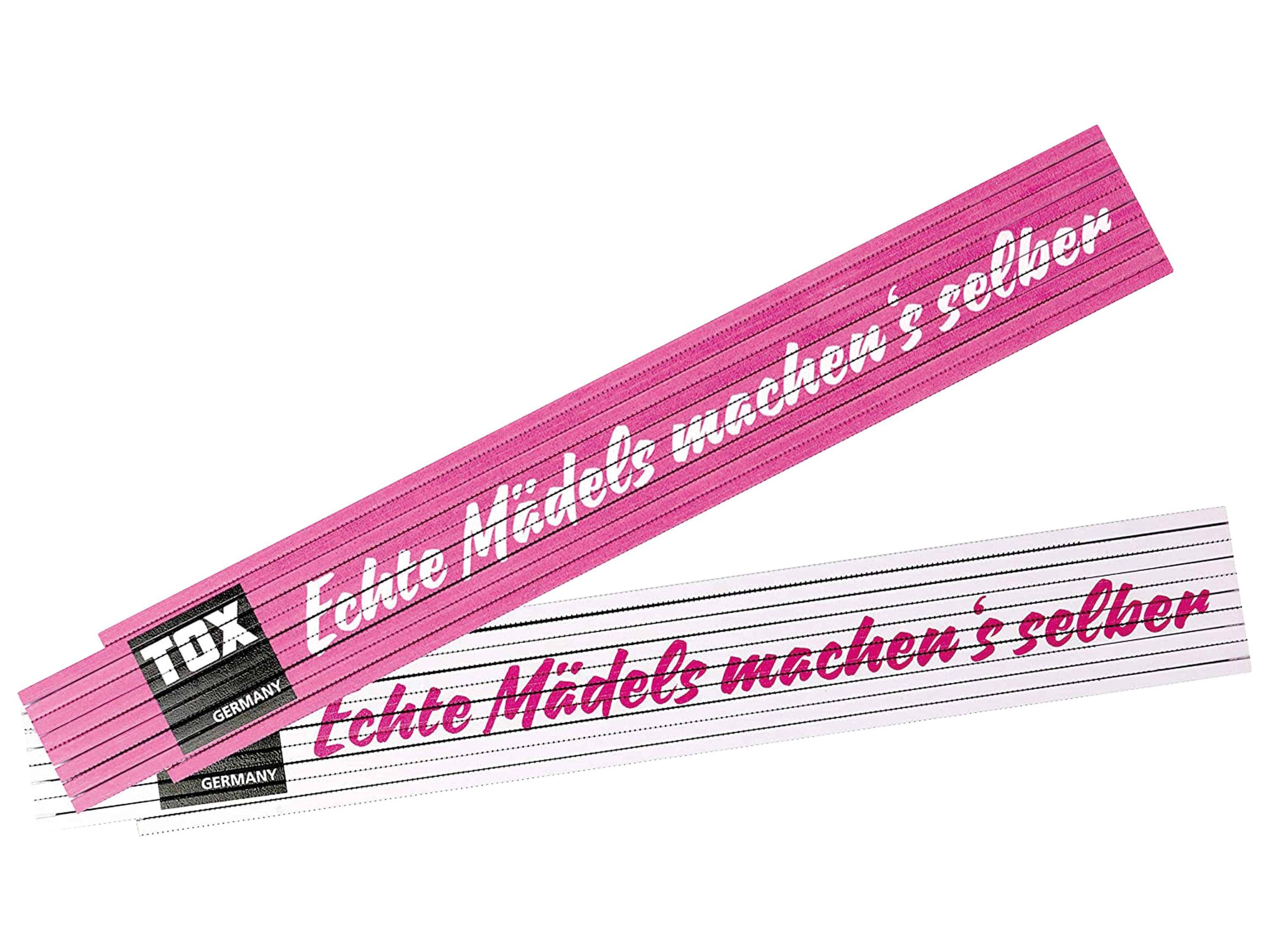 TOX Meterstab Zollstock Gliedermaßstab mit Aufdruck "Echte Mädels machens selbst"