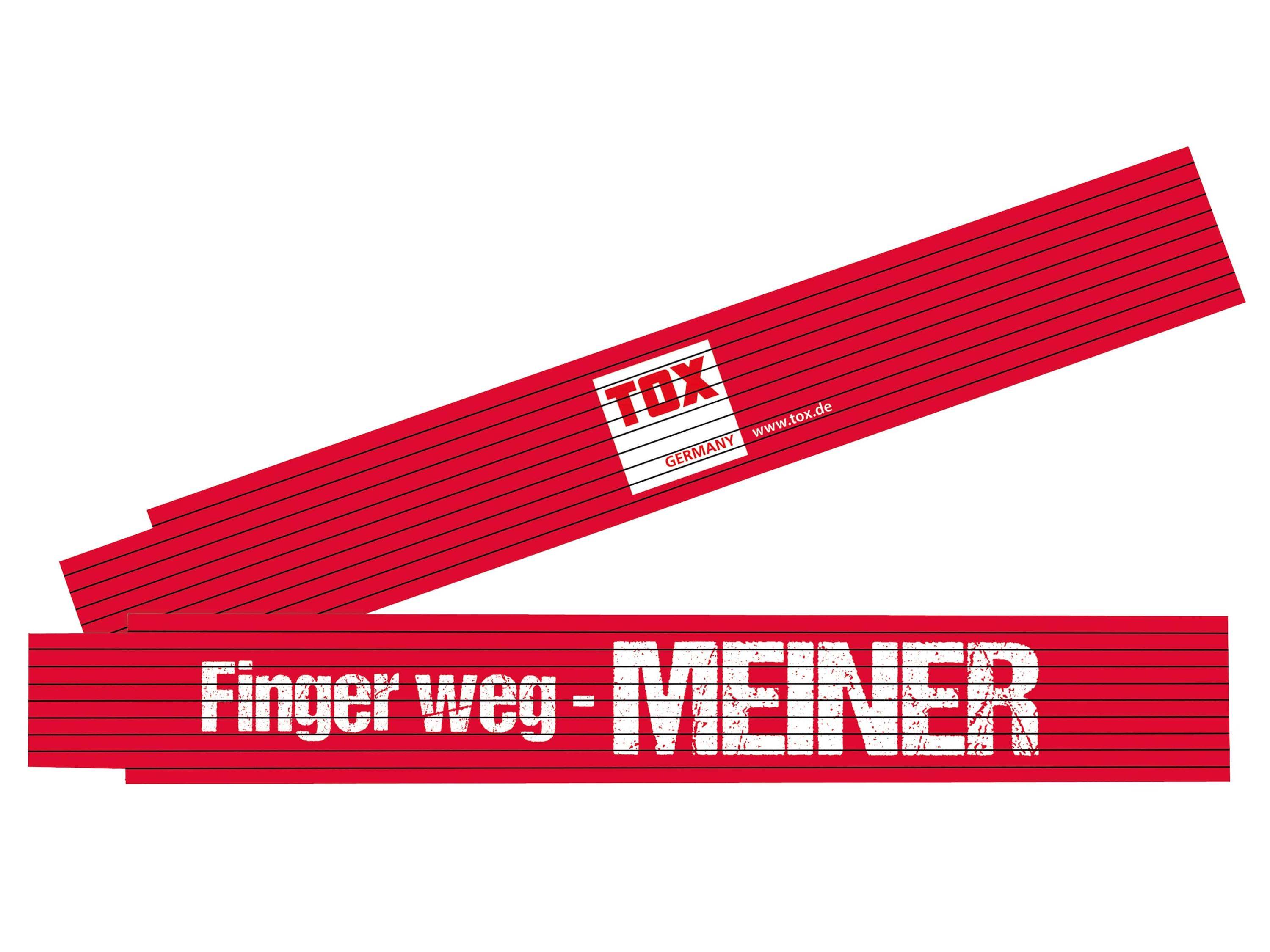 TOX Meterstab Zollstock Gliedermaßstab mit Aufdruck "Finger weg - MEINER"