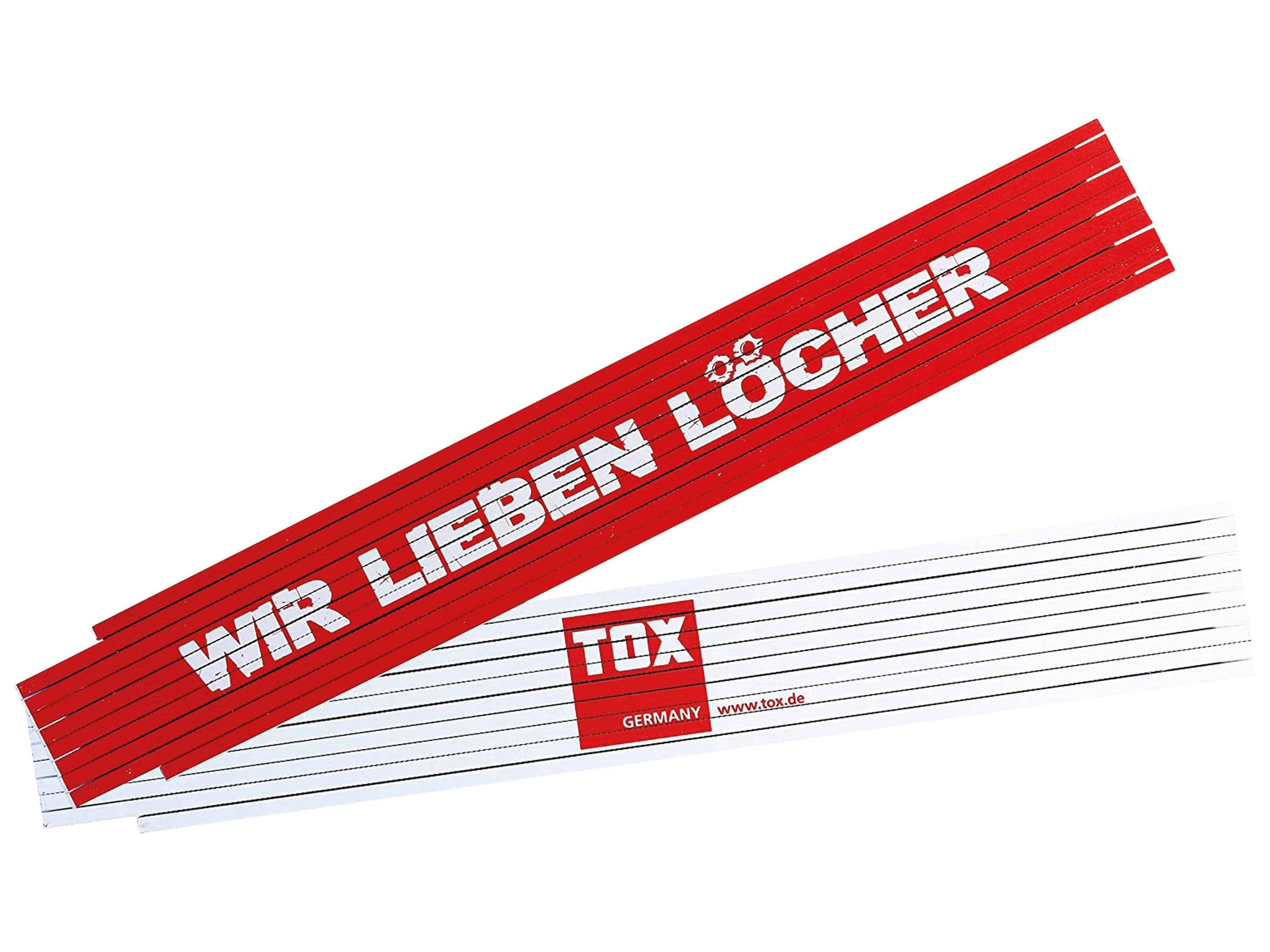 TOX Meterstab, Aufdruck:...wir lieben Löcher!, 2 m