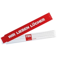 TOX Meterstab, Aufdruck:...wir lieben Löcher!, 2 m TOX Meterstab, Aufdruck:...wir lieben Löcher!, 2 m