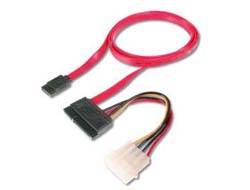 Digitus Festplatten, Laufwerk Anschlusskabel [1x Molex 4pol Stecker, SATA-Stecker 7pol. - 1x SATA-Kombi-Stecker 7+15pol.] 0.50 m Rot
