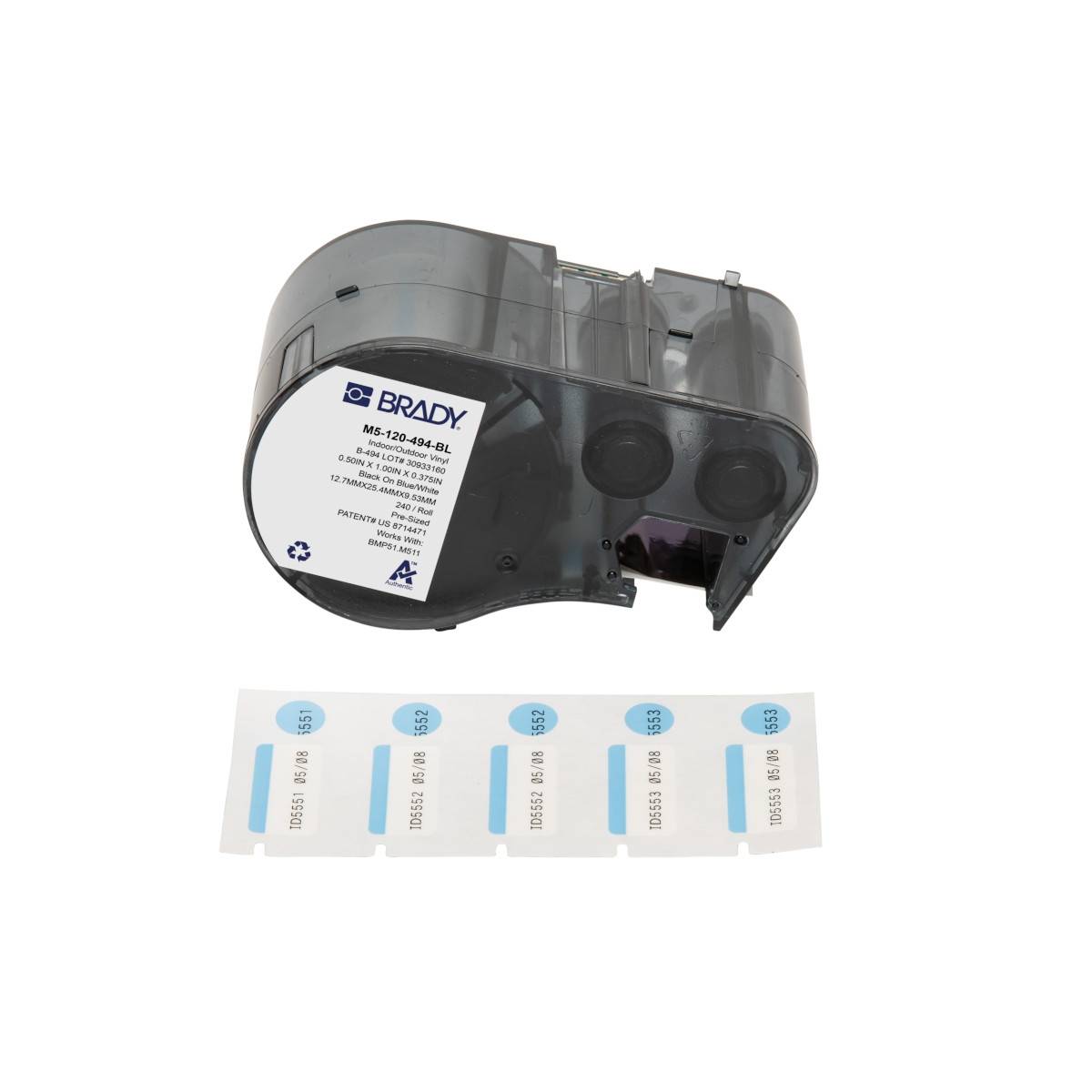 Etiketten aus Polyester, 25,4 mm x 12,70 mm, blau/weiß, Brady M5-120-494-BL