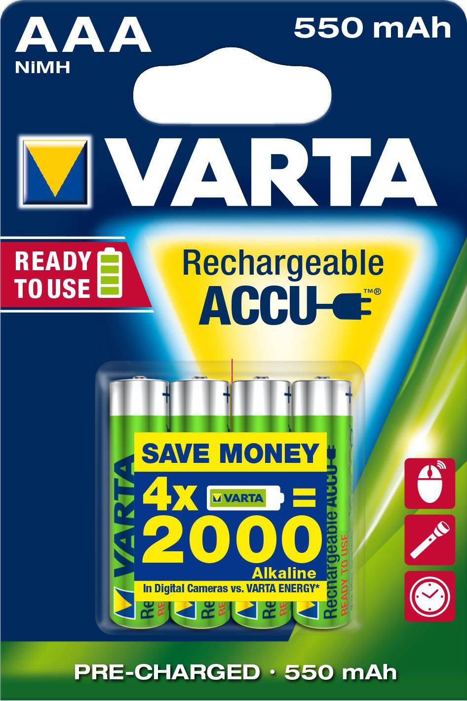 Varta Ready2Use HR03 4pcs - Wiederaufladbarer Akku - AAA - Nickel-Metallhydrid (NiMH) - 4 Stück(e) - 550