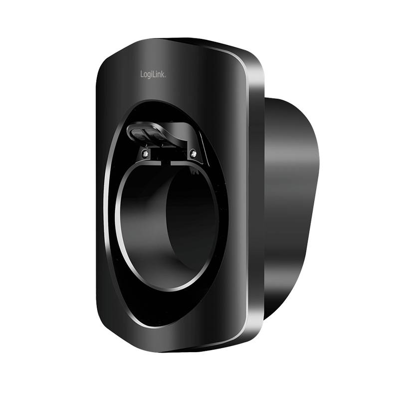 LogiLink Wandhalterung mit Kabelablage für E-Auto-Ladekabel, m/ Verriegelung, Kunststoff, schwarz