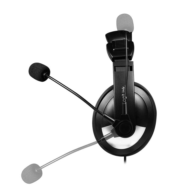 LogiLink Stereo-Headset mit Steuerung , 1x USB-A-Stecker, Bügelmikrofon, schwarz
